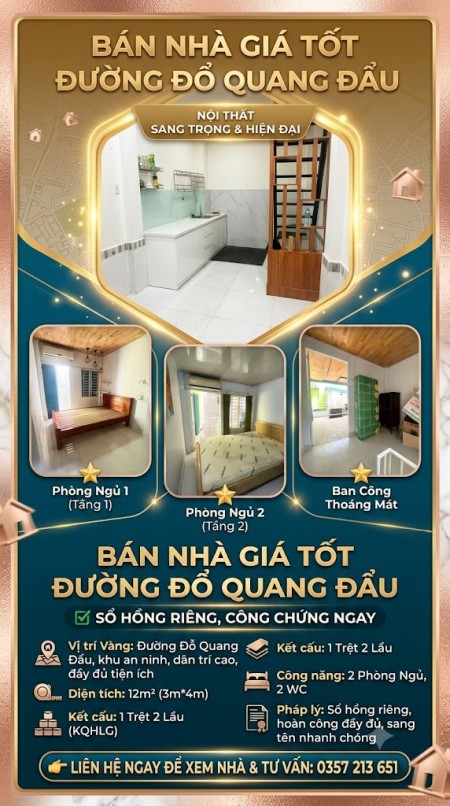 BÁN NHÀ GIÁ TỐT ĐƯỜNG ĐỔ QUANG ĐẨU – SỔ HỒNG RIÊNG, CÔNG CHỨNG NGAY