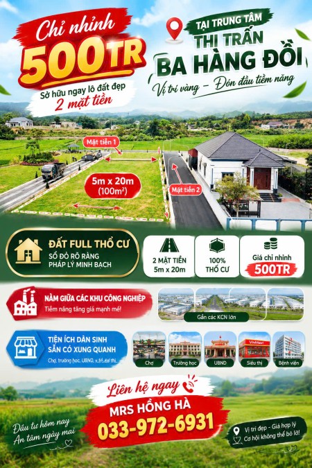 TT BA HÀNG ĐỒI - 5XX (x Tiểu Học) - SỞ HỮU 2 MẶT TIỀN - DÀI & RỘNG ......