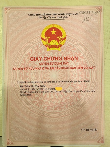 CHÍNH CHỦ BÁN NHÀ RIÊNG 363M2, CAM HIỆP NAM, CAM LÂM, KH