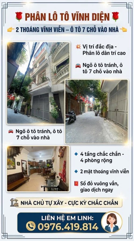  22 TỶ | TÔ VĨNH DIỆN — PHÂN LÔ • MẶT TIỀN 4M+ • Ô TÔ 7 CHỖ VÀO NHÀ • 2 MẶT THOÁNG 