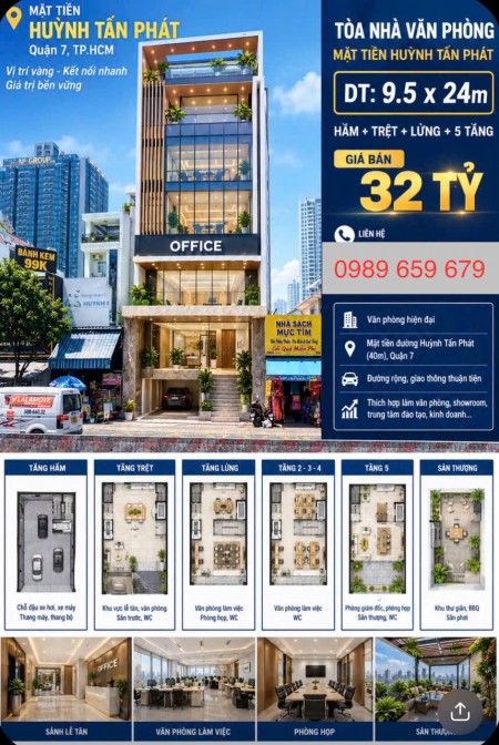 MẶT TIỀN KINH DOANH ĐƯỜNG HUỲNH TẤN PHÁT NGANG 9,5M X 24M - 300M TỚI PHÚ MỸ HƯNG