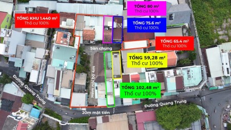 Mặt tiền Quang Trung — kinh doanh + ở, 2 căn liền kề