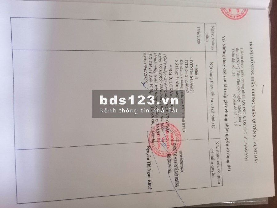 Cần Bán Gấp Nhà Hai Mặt Tiền - Hiệp Tân - Tân Phú - TPhcm