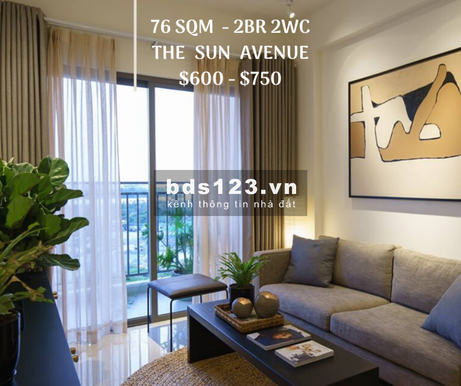 Căn hộ The Sun Avenue - 76m2 2PN 2WC - nội thất cao cấp - giá từ 14 - 17 triệu/tháng (tuỳ nội thất)