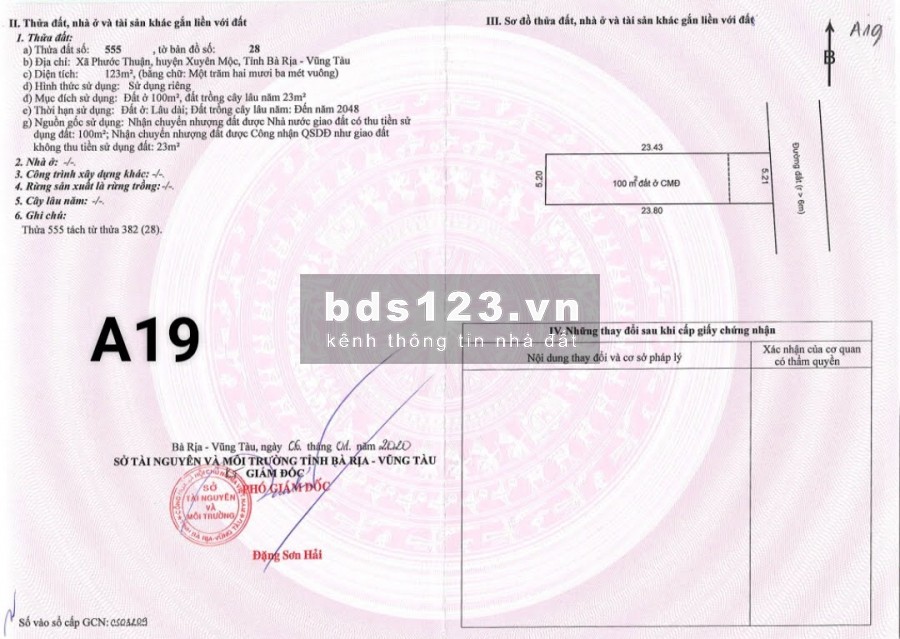 Cần bán gấp lô đất ven biển Hồ Tràm Vũng Tàu, giá chỉ 1 tỷ 028 triệu, sổ hồng, LH: 0902651012