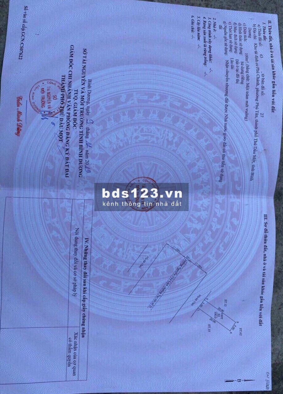 Bán gấp đất ODT 5X20 MT Nguyễn Văn Linh, TDM Bình Dương, SHR, bank hổ trợ