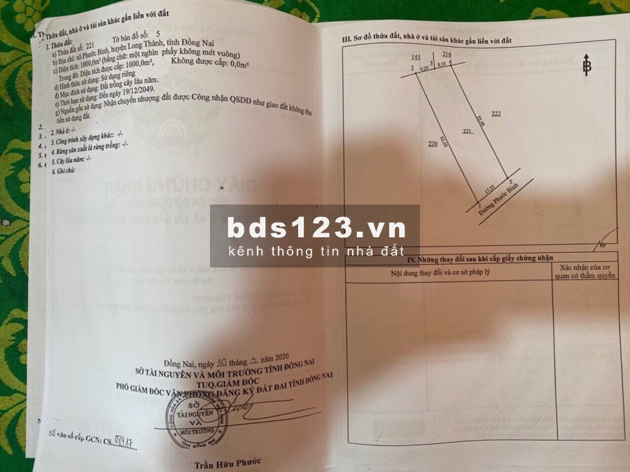 Bán gấp đất xã Phước Bình, đường Phước Bình, huyện Long Thành, tỉnh Đồng Nai, ngang 17m