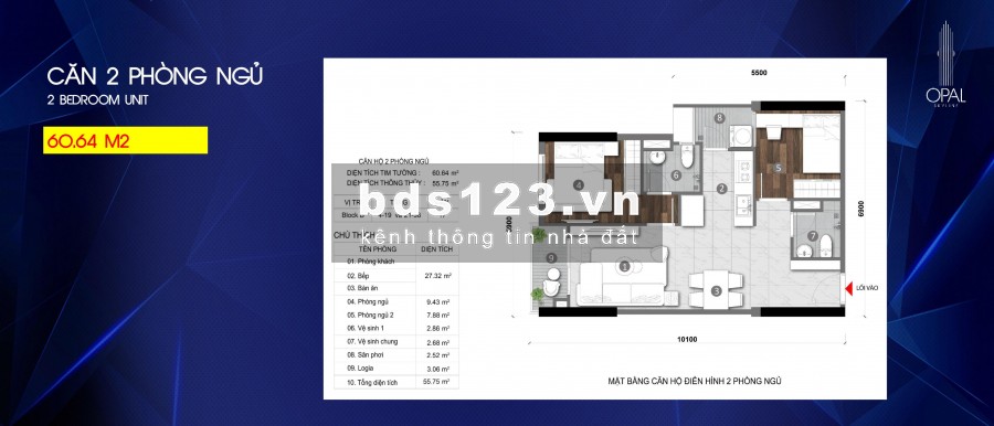 Bán Căn Hộ Opal Skyline Trung Tâm Hành Chính TP Thuận An, Bình Dương Giá Chỉ Từ 1.180 Tỷ/Căn