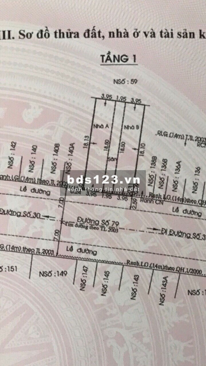 Bán đất đường số 79 Tân Quy,Quận 7, dt 5x18.5m,h.nam