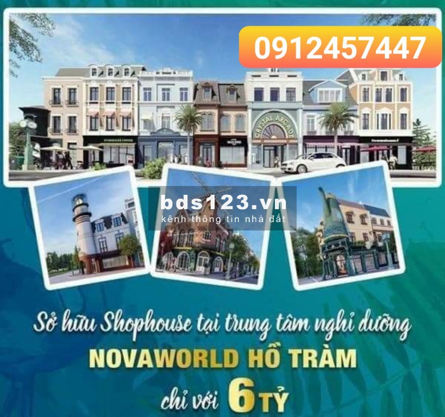 Bán shophouse, mini hotel và villa mặt biển kế cạnh melia hồ tràm giá từ 5,8 tỷ/căn, tt 1%/tháng. Lh 0912357447