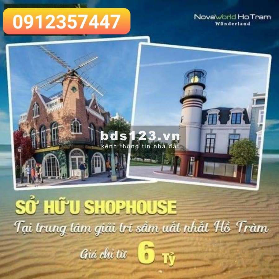 Bán shophouse, mini hotel và villa mặt biển kế cạnh melia hồ tràm giá từ 5,8 tỷ/căn, tt 1%/tháng. Lh 0912357447