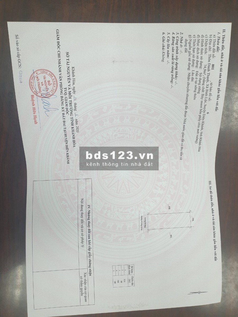 Chính chủ cần bán nhanh Lô đất tại Bình Lộc- Diên Khánh giá chỉ 350tr.