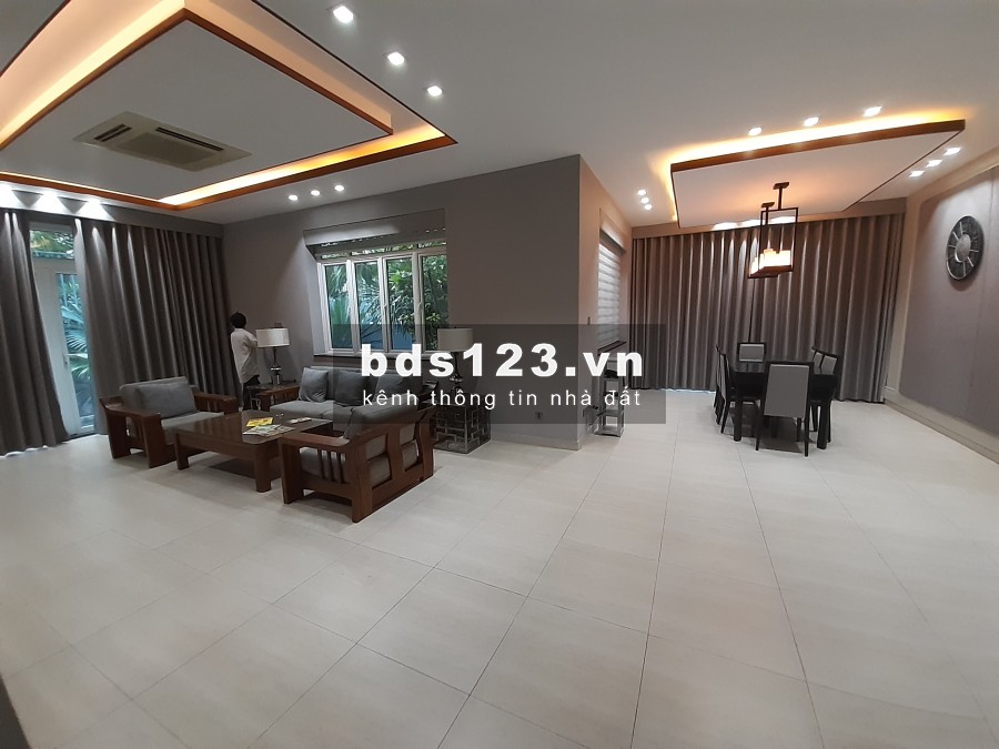 Cho thuê biệt thự ven sông 350m2 Trệt 3 lầu Đầy đủ nội thất Trần Não Bình An Quận 2