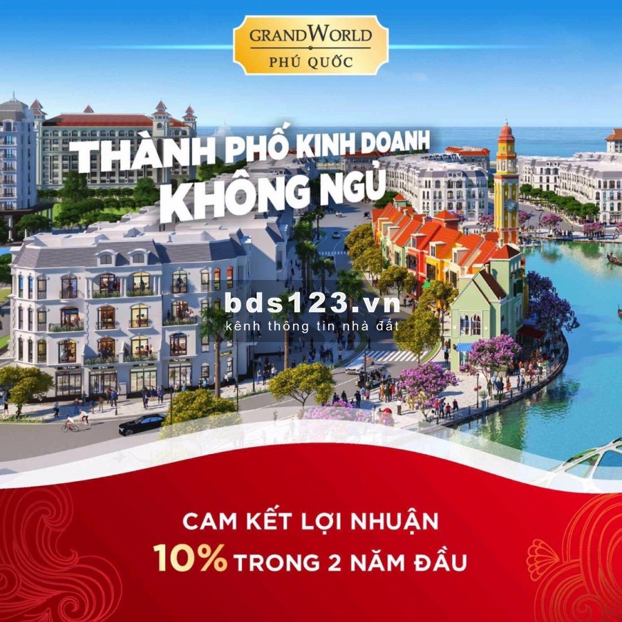 GRAND WORLD PHÚ QUỐC - SHOP 24/7 CĂN GÓC HỒ TRUNG TÂM.GIÁ CHỈ 4 TỶ 98m2