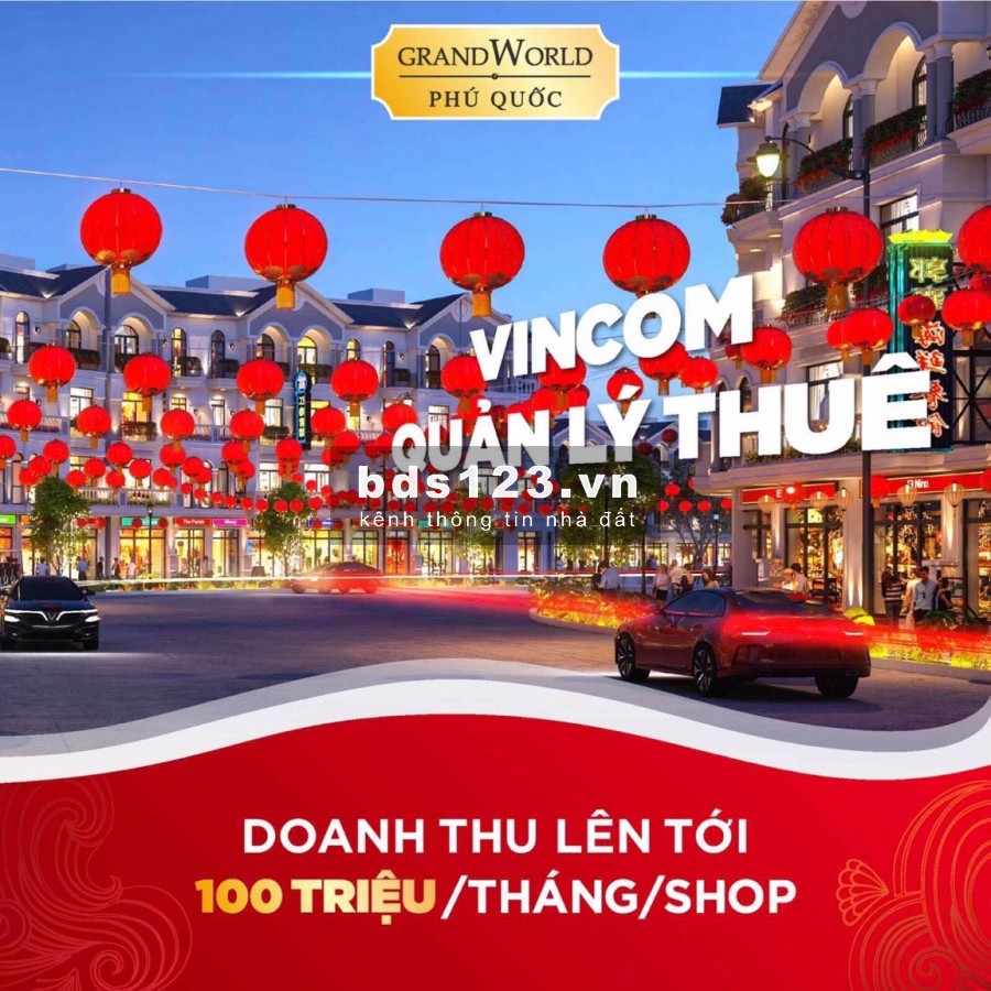 GRAND WORLD PHÚ QUỐC - SHOP 24/7 CĂN GÓC HỒ TRUNG TÂM.GIÁ CHỈ 4 TỶ 98m2