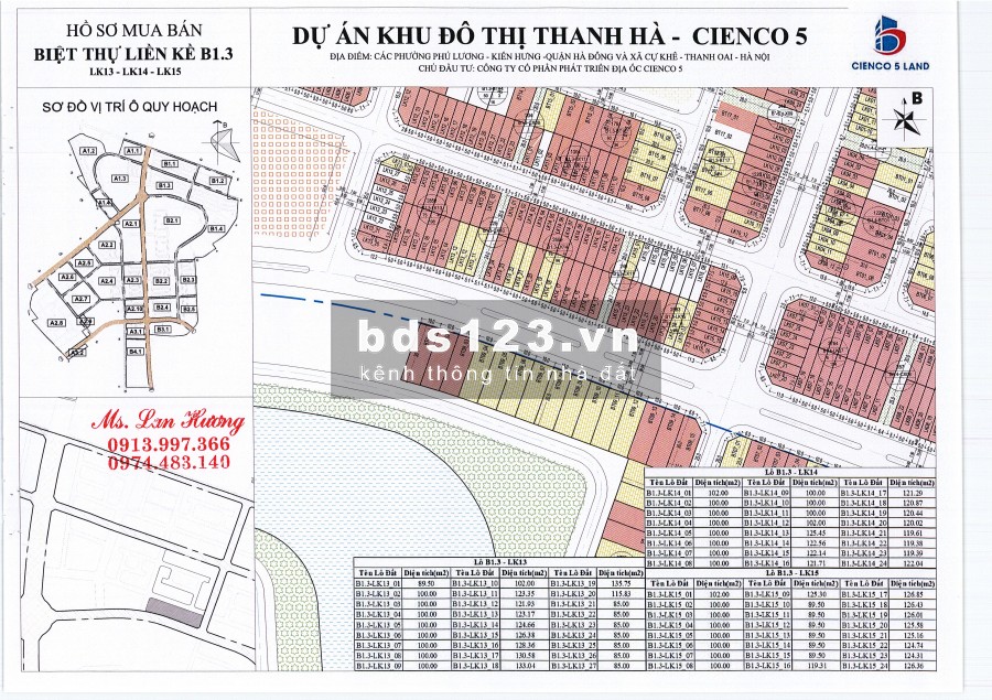 Liền kề đường 17m b1.3 diện tích 100m2 thanh hà cienco 5 chính chủ cần bán