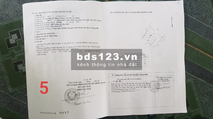 Bán đất mặt tiền đường Quy Đức xả Quy Đức Huyện Bình Chánh giá 3,9tr/m2 mặt tiền 40m