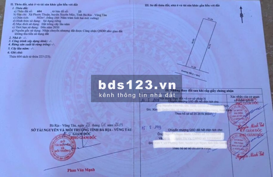 Bán đất thổ cư gần siêu dự án Hưng Thịnh Hồ Tràm Complex, giá 4.7 triệu/m2 DT 500m2, sổ Hồng riêng