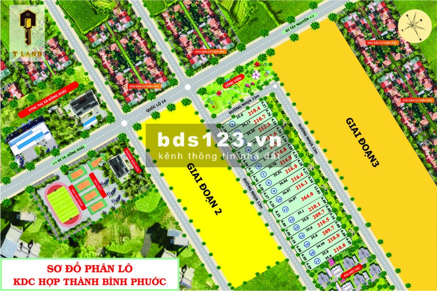 Bán đất gần TT TP ĐỒNG XOÀI - BP có sổ hồng, thổ cư.