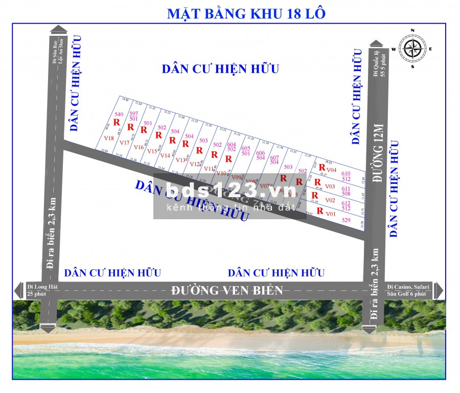 Mảnh đất đầu tư tiềm năng Hồ Tràm cách biển 2,5km DT 501m2, TC 100m2, SHR. Giá chỉ 4,7tr/m2