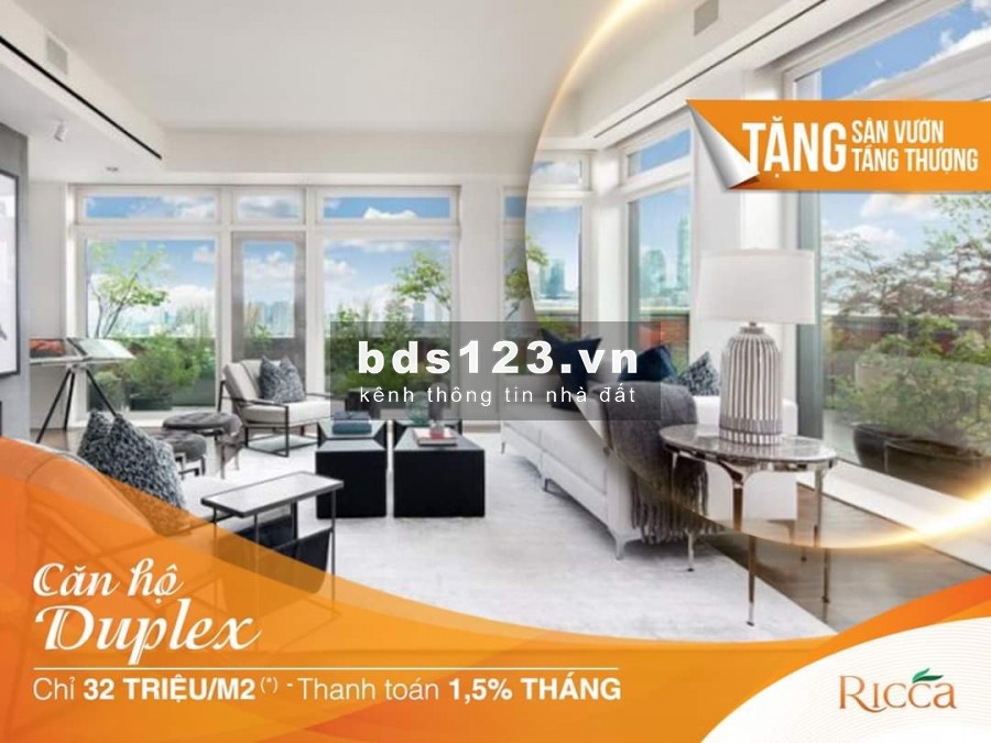 Duplex Ricca giữa lòng TP. Thủ Đức. Chỉ 32tr/m2. Tặng sân vườn 18m2