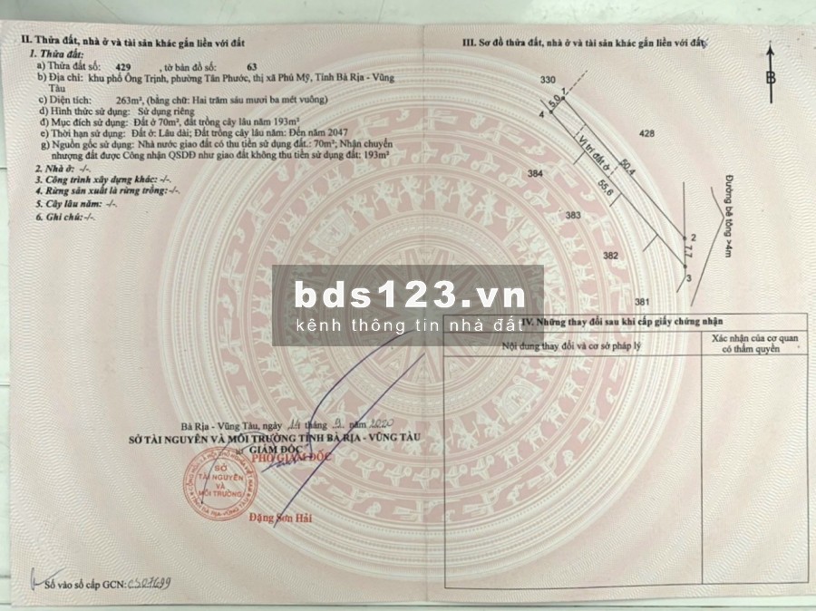 Đất Nền Phường Tân Phước - Thị Xã Phú Mỹ BR - VT Giá Mềm Sổ Riêng Từng Nền .