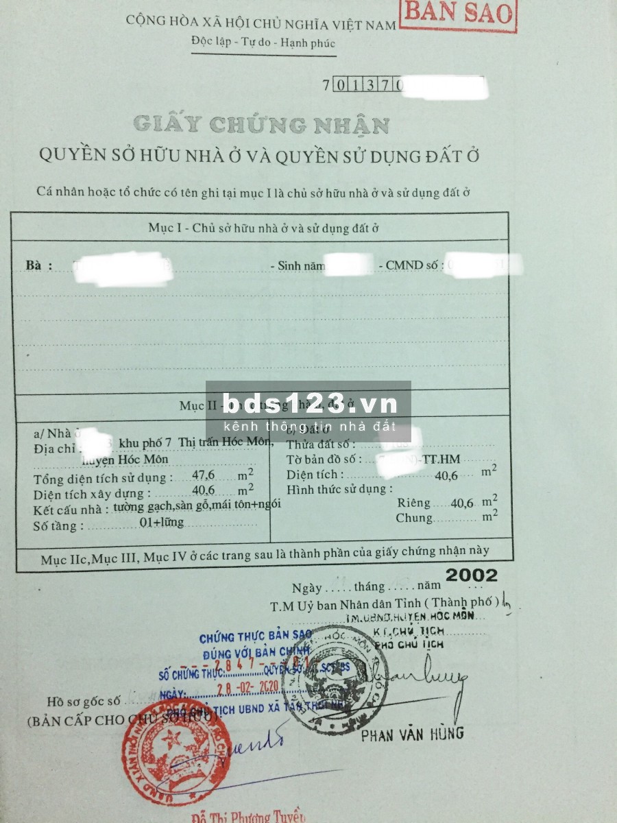 Kẹt tiền bán luôn 1.85 tỷ nhà 2 mặt tiền thị trấn Hóc Môn, SHR 41m2