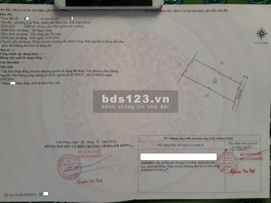 Bán 2000m2 đất vườn nghỉ dưỡng hồ Nam Phương phường Lộc Phát Tp. Bảo Lộc