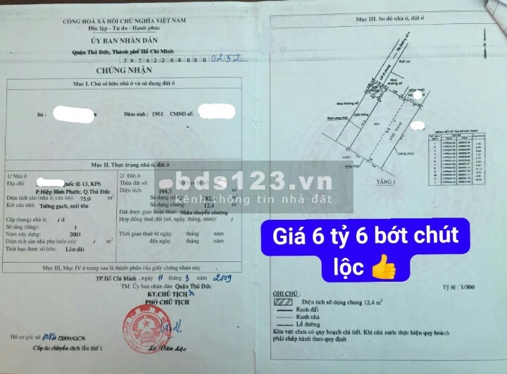 Bán dãy trọ đường quốc lộ 13, p.Hiệp Bình Phước DT: 195m2 Thu nhập 22.5tr/tháng Giá bán 6.6