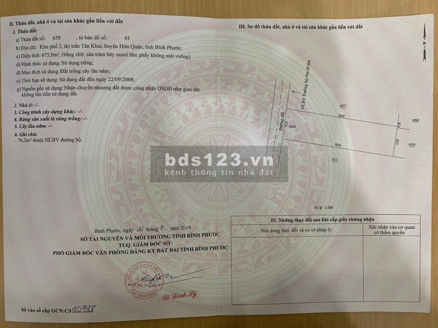 Bán đất ngay trungh tâm hành chính Hớn Quản cách QL13 chỉ 300m