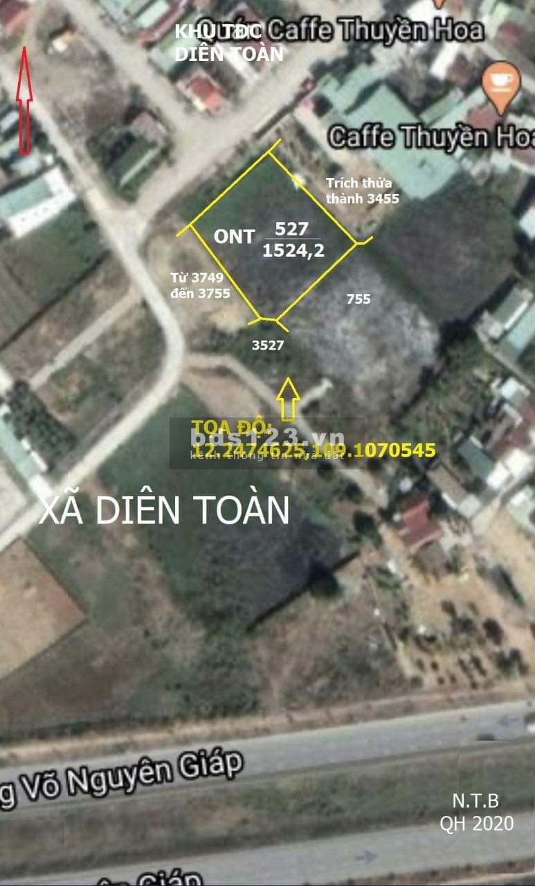 Qũy Đất Lớn 1524m2 Thổ Cư Diên Toàn - Khánh Hòa