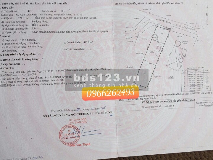 Đất Hóc Môn 972m2 đã lên thổ cư có sổ 5tr/m2