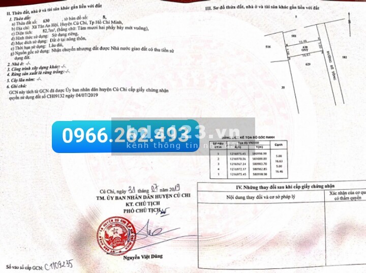 Đất Tân Hội Củ Chi 82m2 đã lên thổ cư