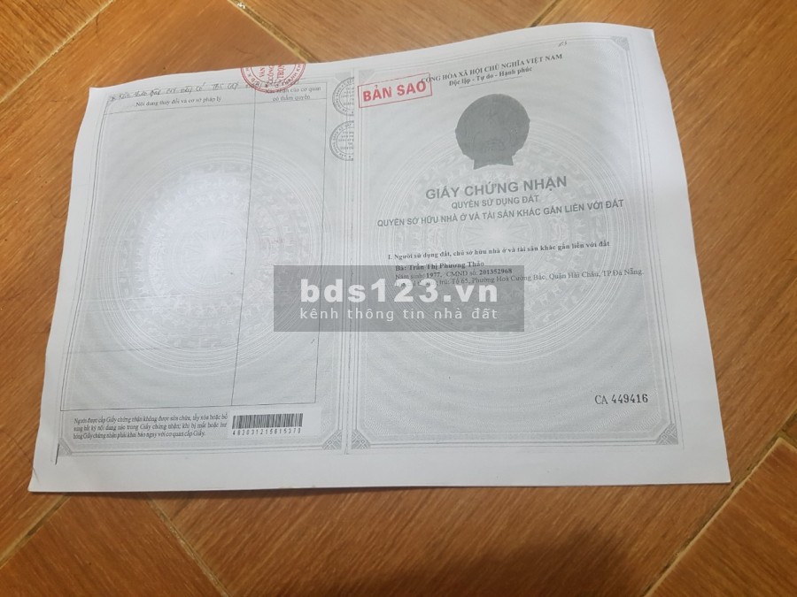 CHÍNH CHỦ BÁN NHANH NHÀ TẠI PHƯỜNG HÒA THỌ ĐÔNG- Q. CẨM LỆ - TP. ĐÀ NẴNG