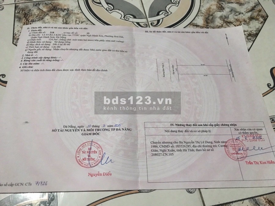 Cần bán nhanh lô đất đường Sơn Thủy 3, Phường Hòa Hải, Ngũ Hành Sơn, Đà Nẵng.