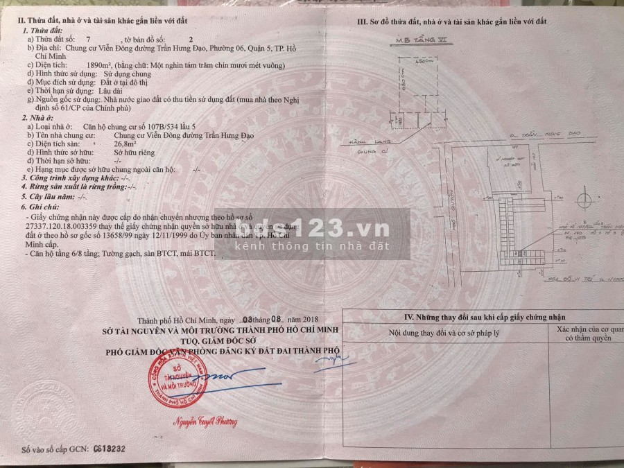CẦN BÁN CĂN HỘ LẦU 5 QUẬN 5 GIÁ DƯỚI 1 TỶ