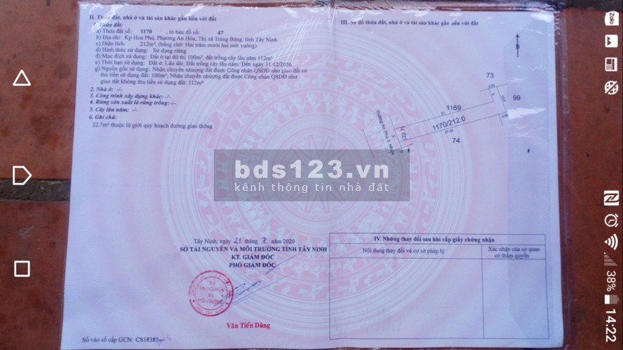 CHÍNH CHỦ BÁN ĐẤT THỔ CƯ ĐƯỜNG AN PHÚ 3- P. AN HÒA- TX TRẢNG BÀNG