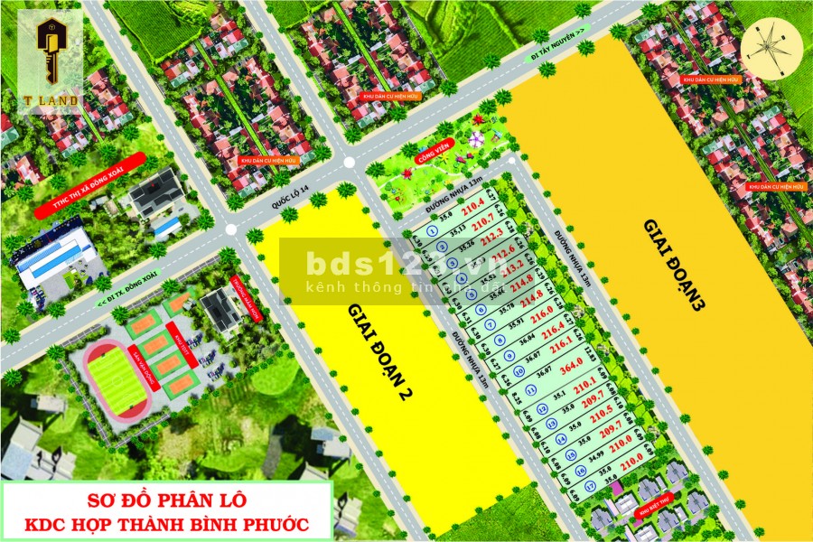 Bán Đất Ở Quốc lộ 14, xã Đồng Tiến, Huyện Đồng Phú Bình Phước, Diện Tích: 210m2, thổ cư 100m2, Giá từ 580-620 triệu