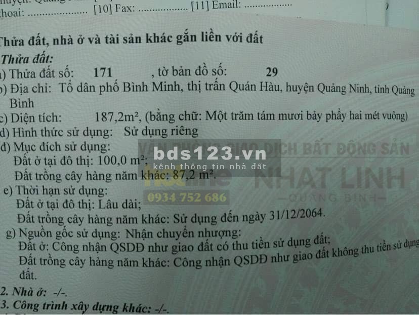 Bán đất 2 mặt tiền Quán Hàu, 187.2 m2, cách đường Trần Hưng Đạo chỉ 25m, giá rẻ