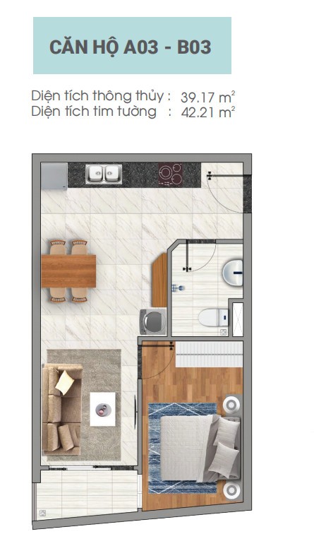 Cần bán căn 43m2 tầng 16 loại 1pn giá bán 965 triệu công chứng sang tên ngay