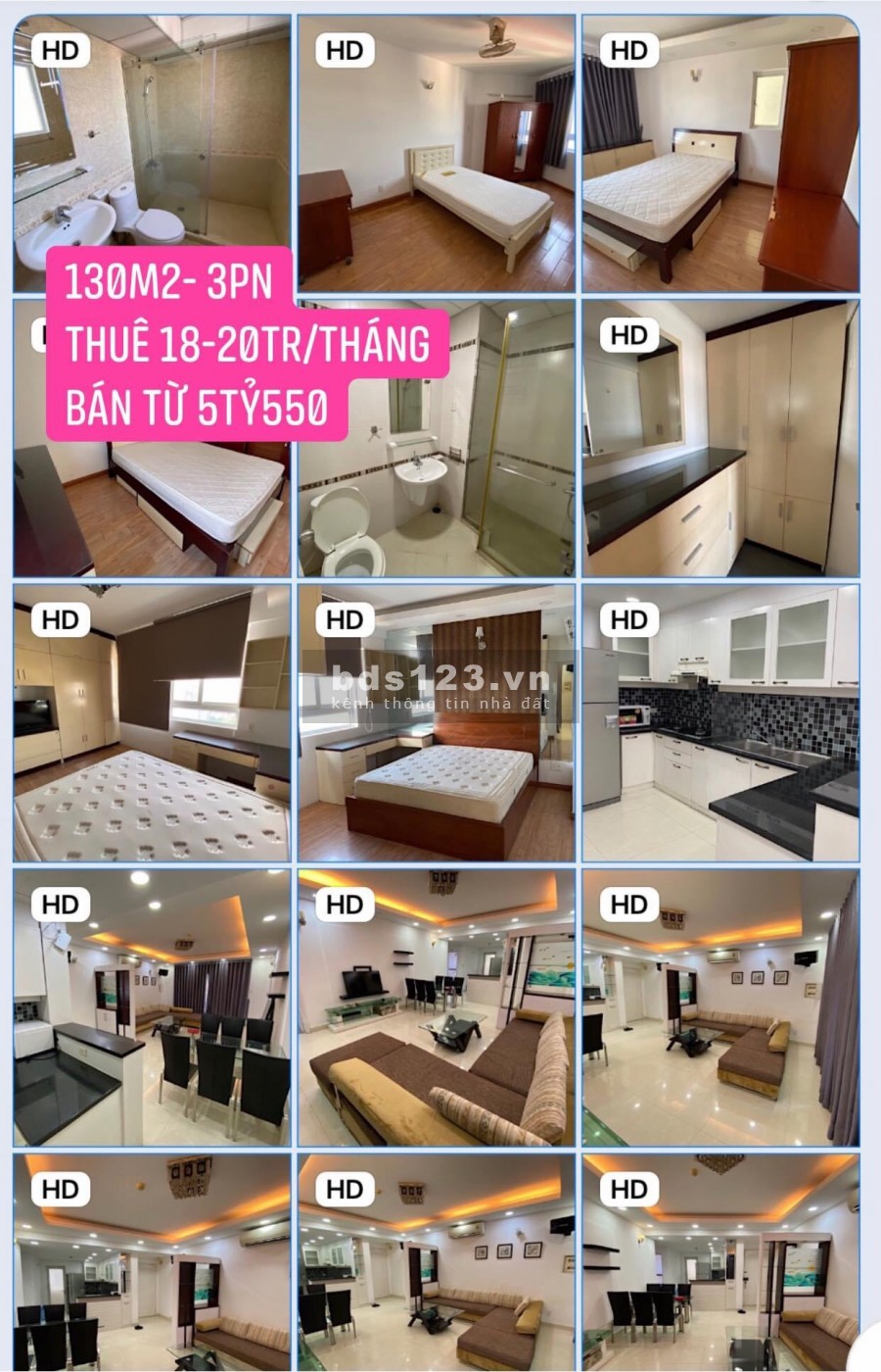 Cần cho thuê căn hộ Hùng Vương Plaza - DT 130m2, 3PN