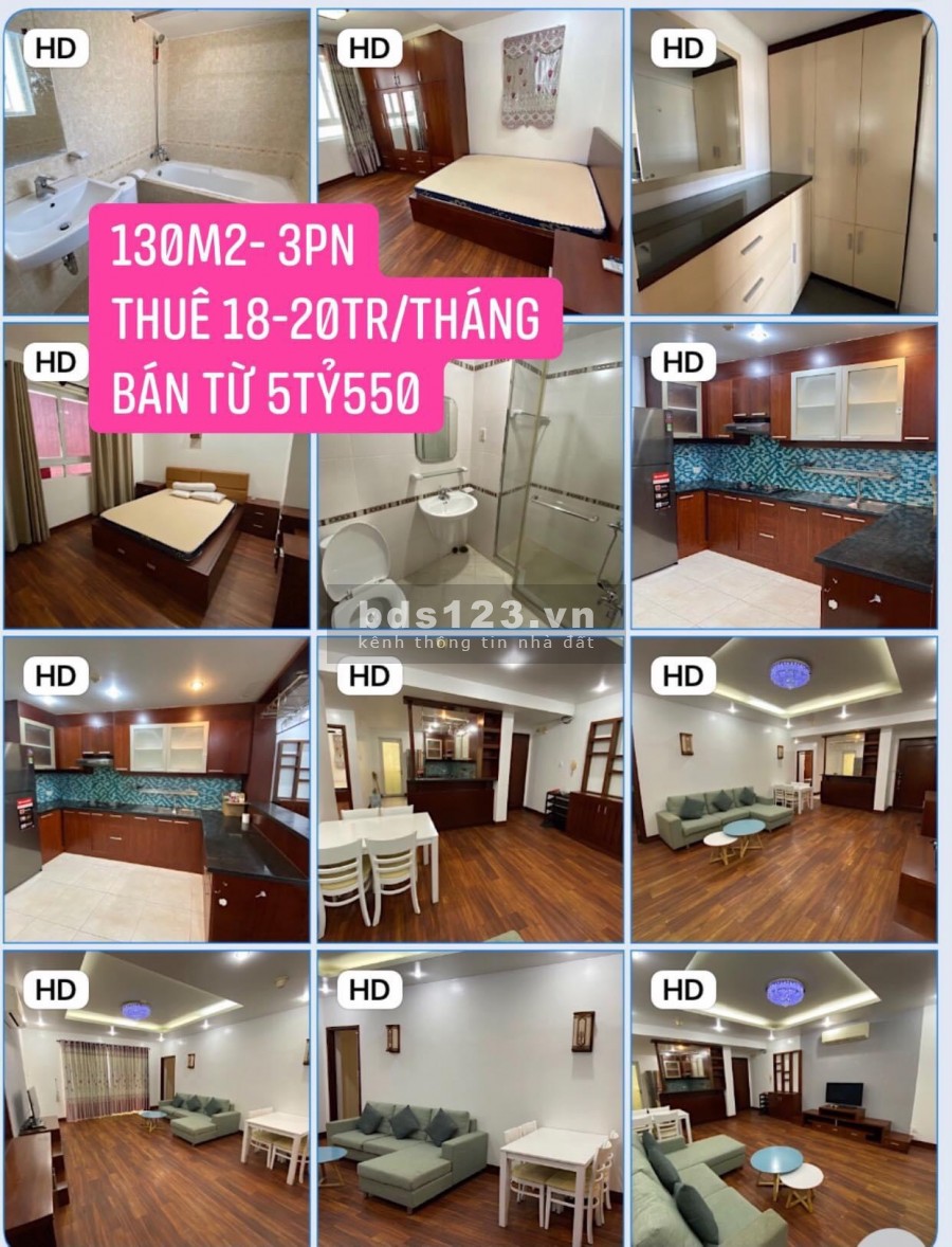 Cần cho thuê căn hộ Hùng Vương Plaza - DT 130m2, 3PN