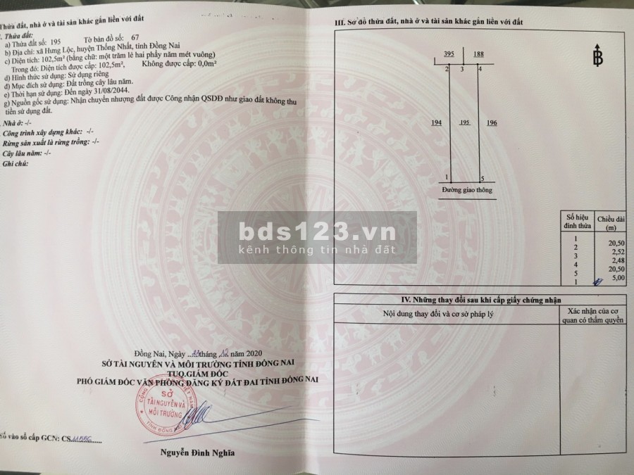 Đất ấp 94 gần KCN Dầu Giây sổ riêng bán gấp trả nợ ngân hàng.