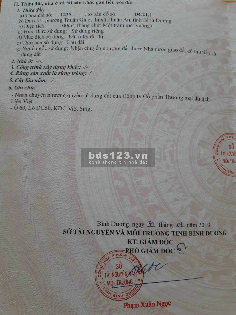 Bán gấp lô đất 100m2 khu dân cư vsip 1
