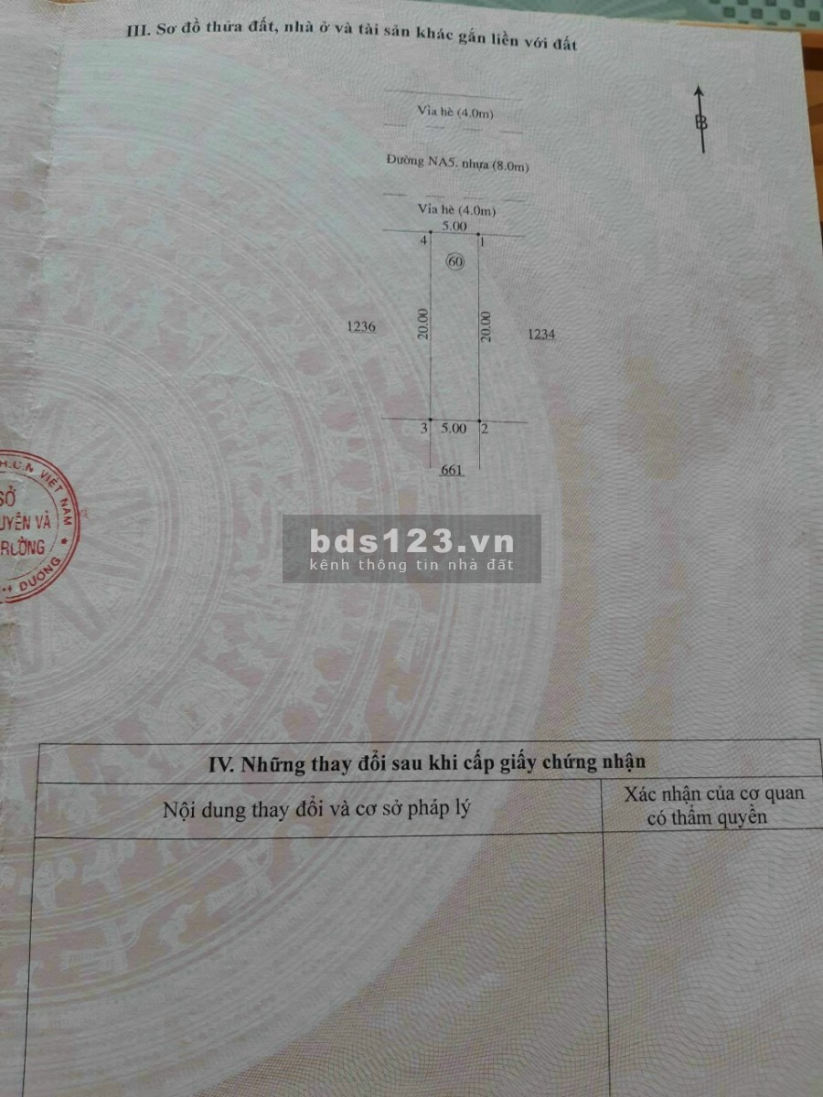 Bán gấp lô đất 100m2 khu dân cư vsip 1