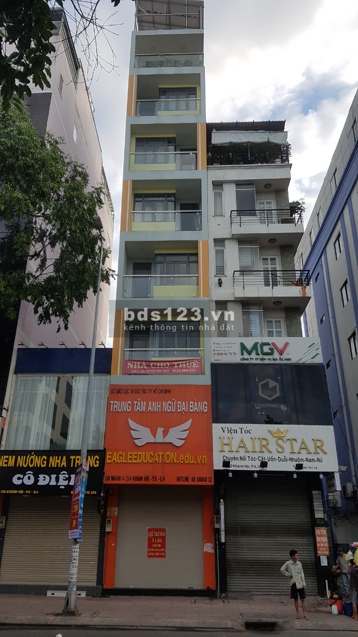 Chính chủ cho thuê nhà nguyên căn mặt tiền 214 Khánh Hội P6 Q4