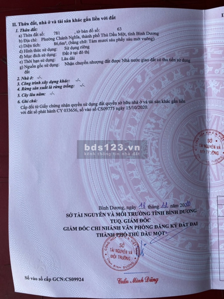 Bán lô đất chánh nghĩa thủ dầu một