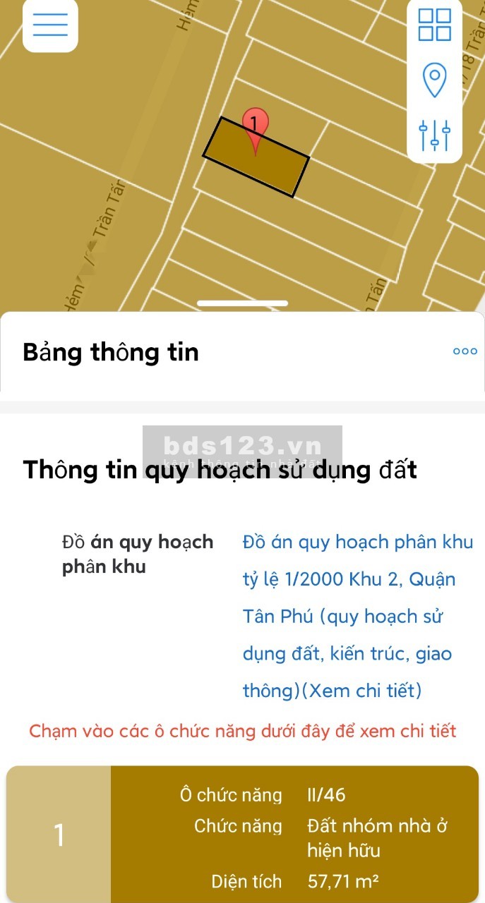 Bán nhà cấp 4 đường Trần Tấn, P. Tân Sơn Nhì, Tân Phú. DTCN 57.5m2, hẻm xe ba gác, thông. Sổ hồng chính chủ