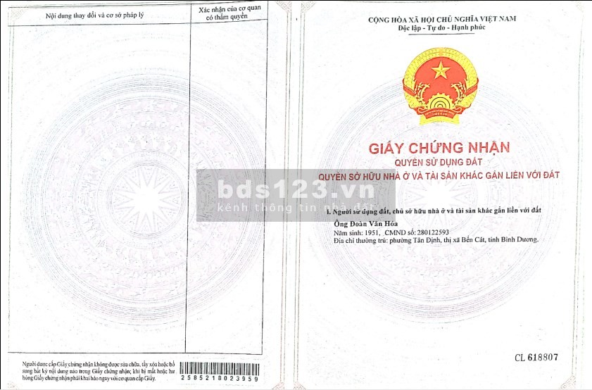 Mời mua Lô Đất MT QL13, Tân Định, Bến Cát, Bình Dương