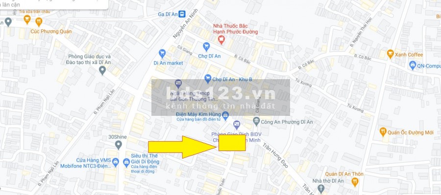 Nhà đối diện chợ Dĩ An 1 Tp Dĩ An Bình Dương .
